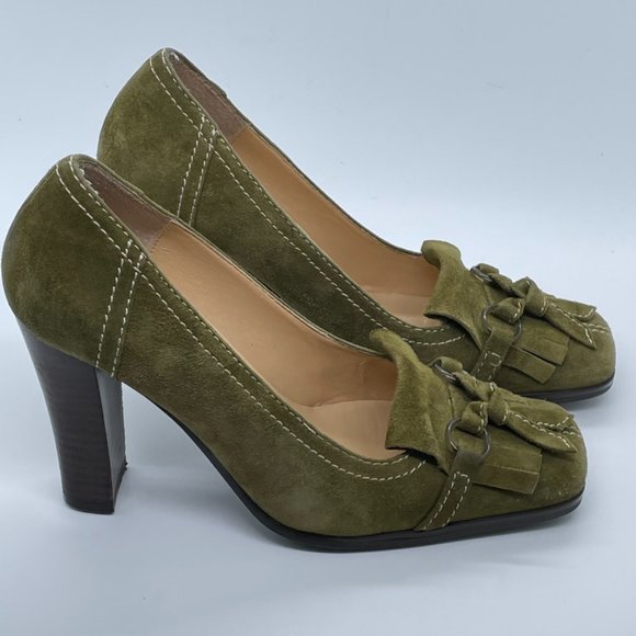 Anne Klein Sport Heels- Green Suede Heels size 6M - Picture 6 of 12